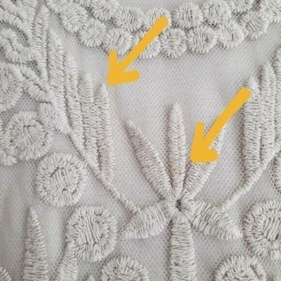 Made in Italy Tunic Top Lace & Rufffle Cream Sz 2 Flawed - Picture 8 of 15